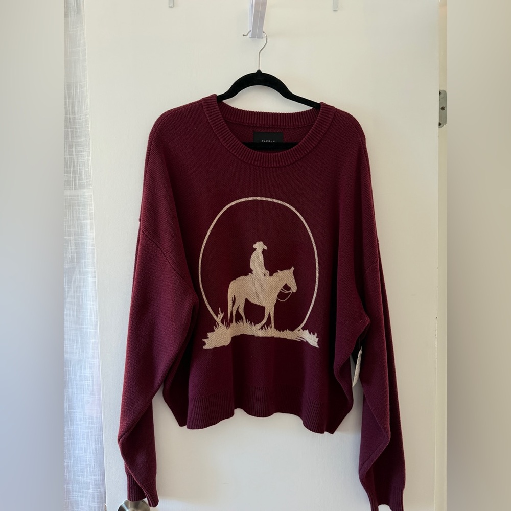 NWT PacSun Maroon Knit Cowboy Sweater